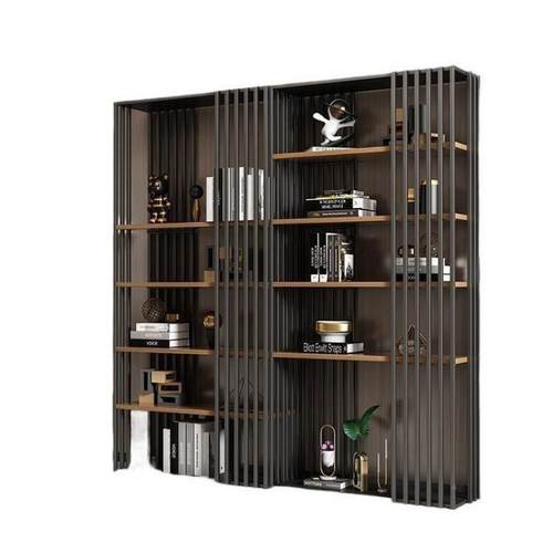 2BZH0公2现代简5约实木落地书架铁艺办室隔断柜板房样置物架工业