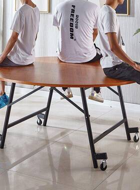 折叠桌子椅餐桌小户型家用新款多能HUM功大圆桌饭桌简约酒店桌吃