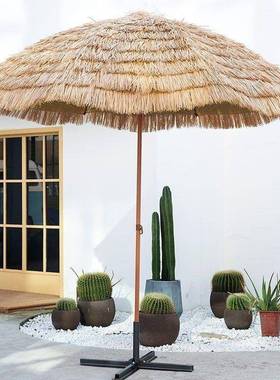 防5446稻草伞茅草户阳伞遮阳太伞院庭摄外影阳台花园摆设直杆拍摄