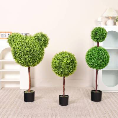 真草球假草团室内客厅仿真装绿植盆栽仿真仿富贵米草兰YRC球树饰