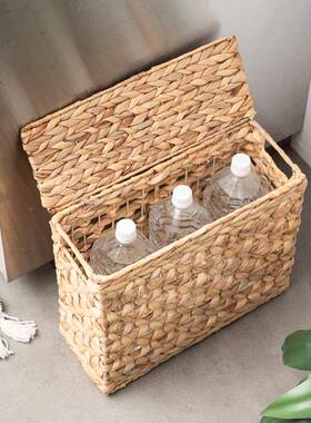 具跨境藤编纳收筐手工编织1103001收纳篮盒葫芦草编书本玩桌面整