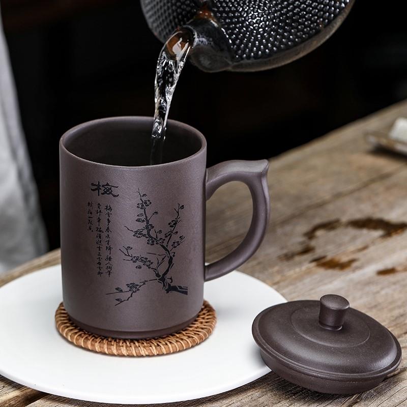 宜兴紫砂杯茶杯个人专用杯陶瓷杯男手工大容量带盖子家用泡茶杯定