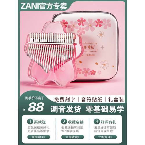 ZANI拇指琴卡林巴琴正品21音初学乐器简单易学钢琴女生17音手指琴