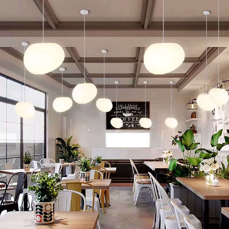 意大利鹅蛋鹅卵石灯LOFT挑高客厅卧室床头餐厅吧台灯复式楼梯吊灯