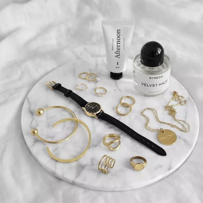 浩晟创意白色圆形大理石餐具牛排盘子西餐甜点盘蛋糕餐盘家用平盘