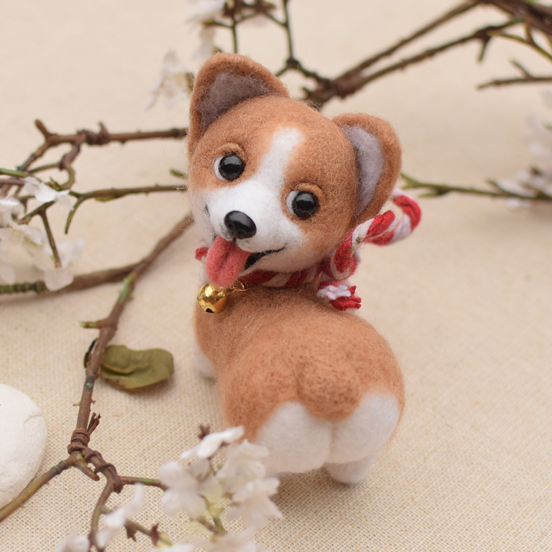 羊毛毡戳戳乐手工diy材料包博美 柴犬 柯基 萨摩狗狗摆件挂件小狗