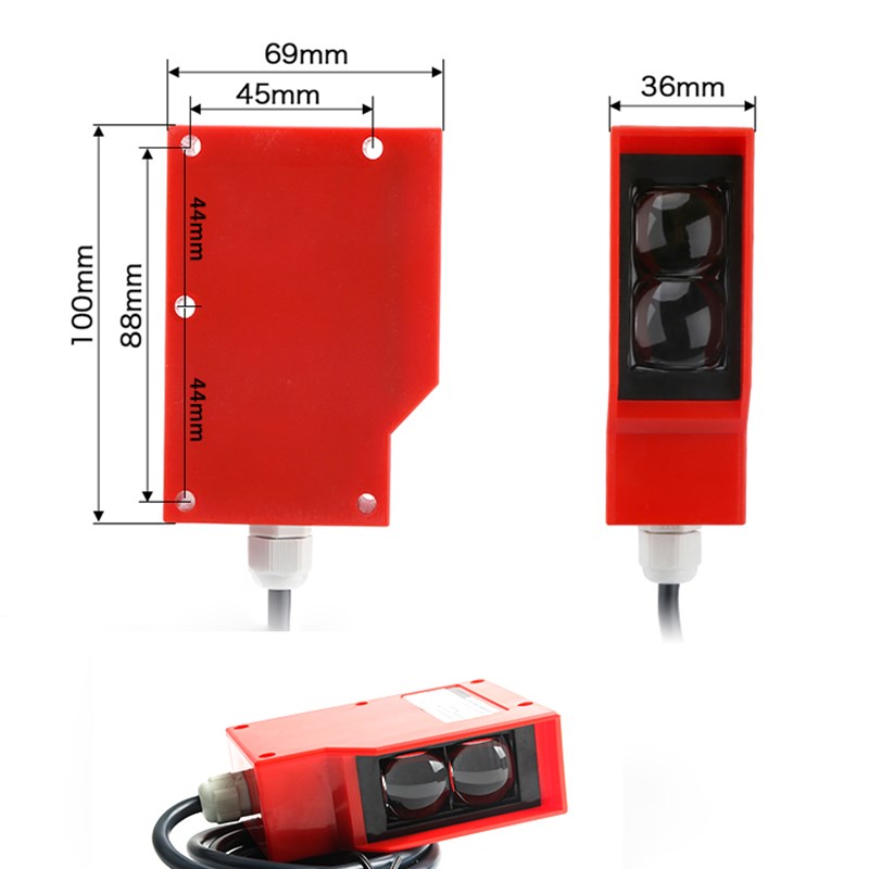 红外线反射式光电开关E3K-R20M1工程洗车轮机感应镜面反射感测器