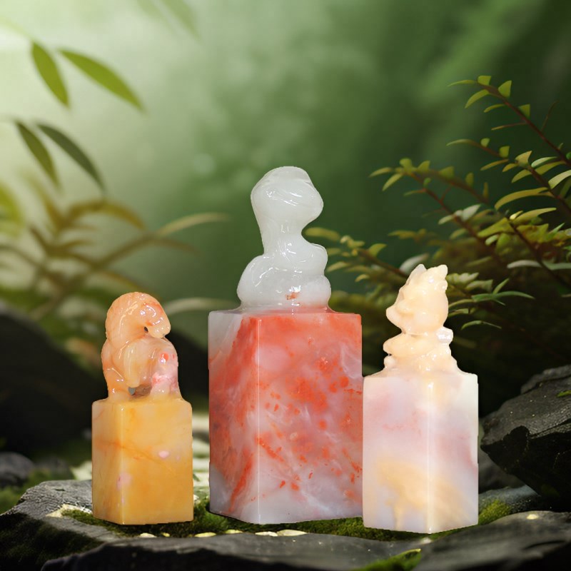 萌版篆刻兽钮印章石头成品材料硬笔闲章姓名章书画摆件周岁礼印章