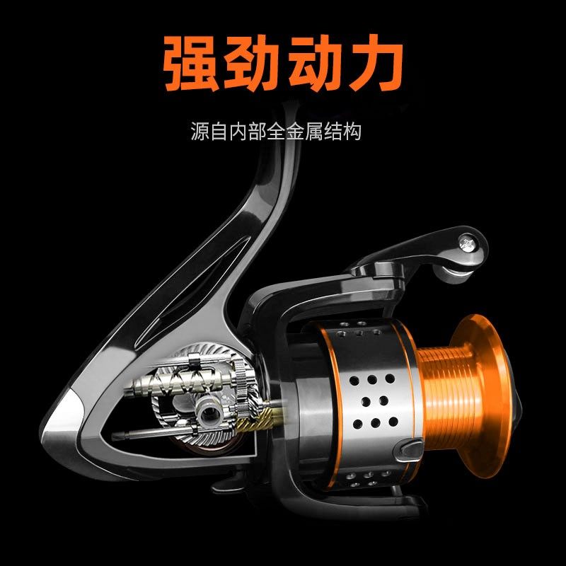 无间隙渔轮纺车轮2000型金属线杯仿车鱼轮绕线器鱼线轮塑料海矶竿