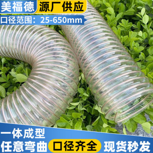 pu聚氨酯钢丝风管镀铜钢丝引风管吸尘排热气伸缩软管耐磨加厚1.5m