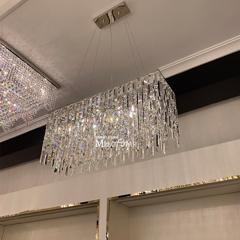 星光米洛长方形餐厅灯现代简约大气卧室吸顶客厅灯进口水晶吊灯饰