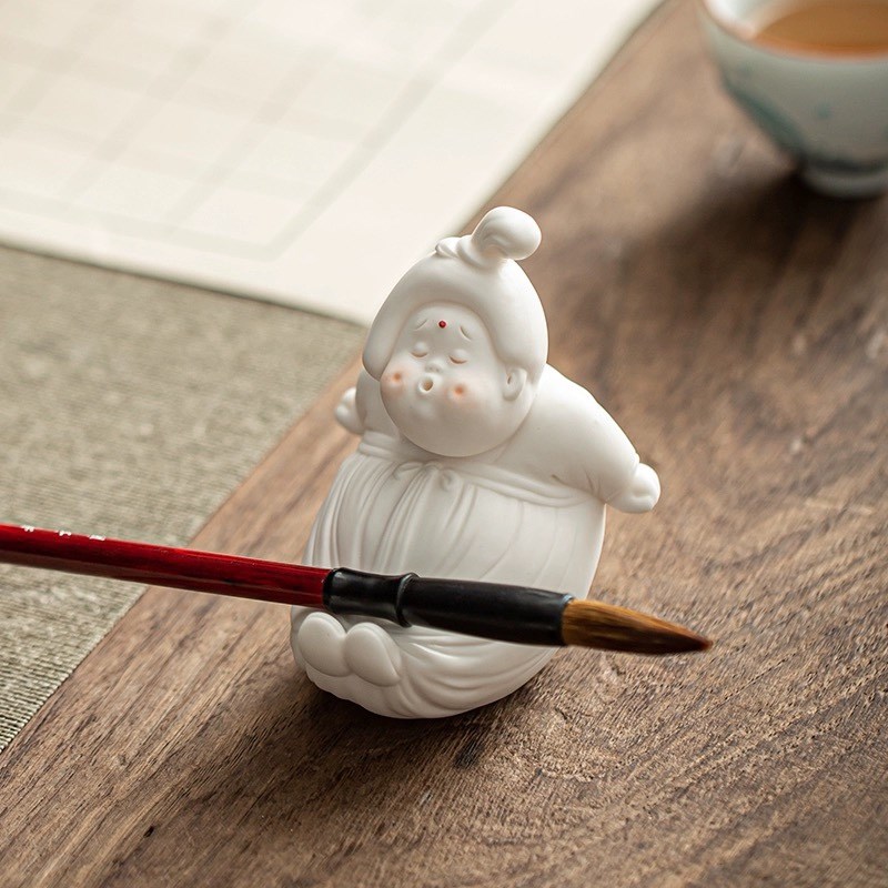 创意仕女宫娥茶宠摆件精品笔搁置茶具茶玩茶道可爱家居装饰工艺品