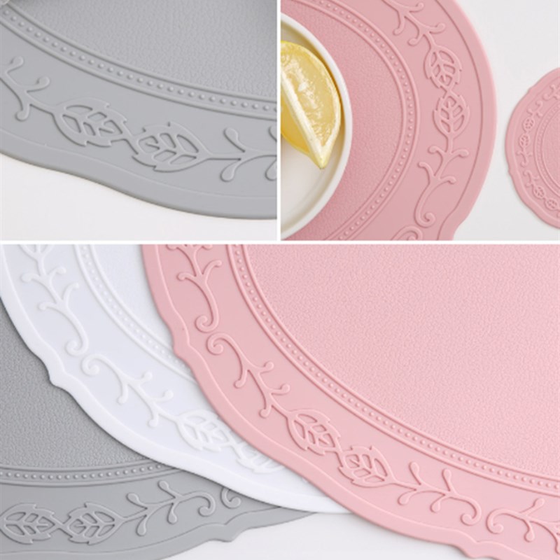 韩国椭圆蕾丝硅胶餐垫防烫隔热垫食品级锅垫欧式复古餐厅西餐垫