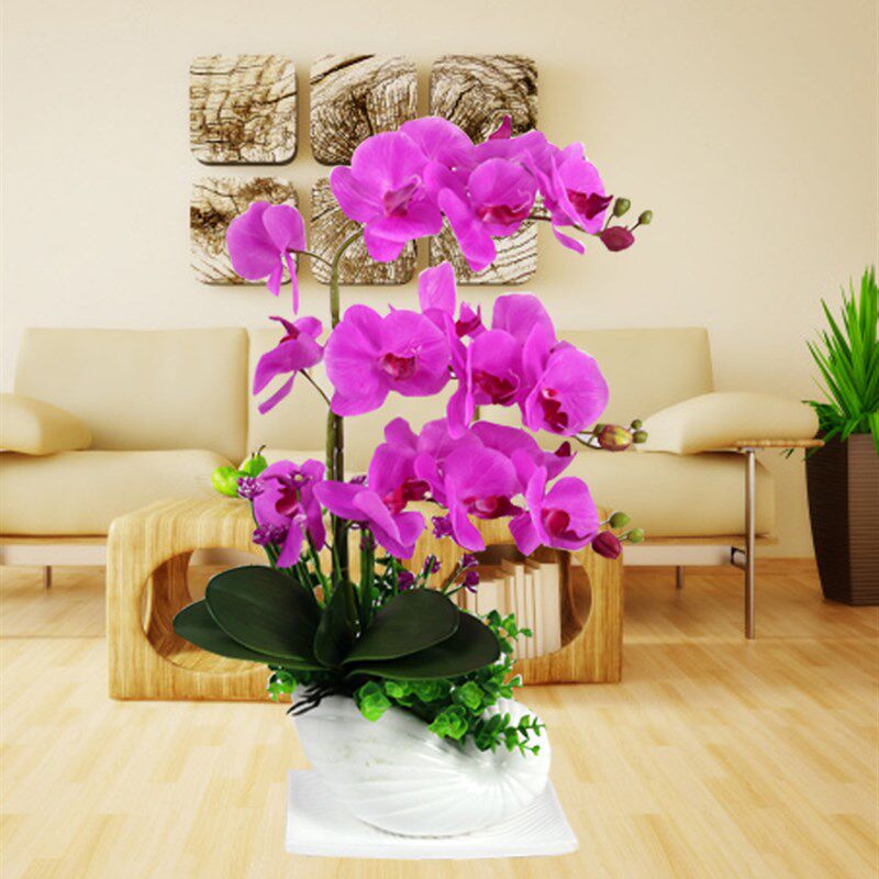 仿真PU蝴蝶兰花套装家居客厅绿植盆栽电视柜假花办公室装饰摆件