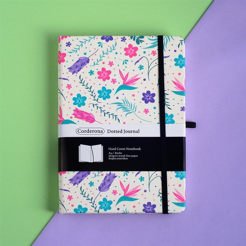 A5硬面抄160gsm点阵手帐本花卉绑带记事日记文艺小清新笔记本