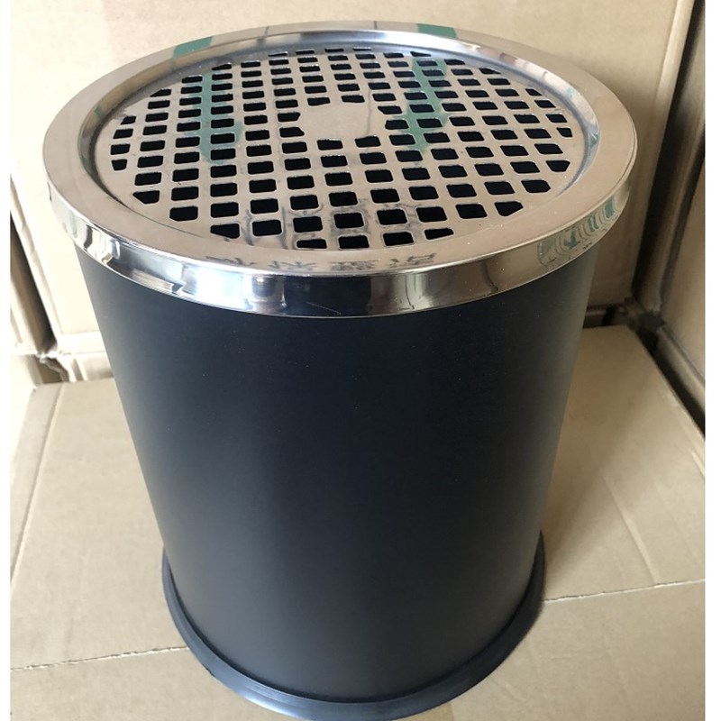 黑色铁烤漆吸烟烟头垃圾桶室内网格办公室客厅KTV烟灰桶时尚圆形