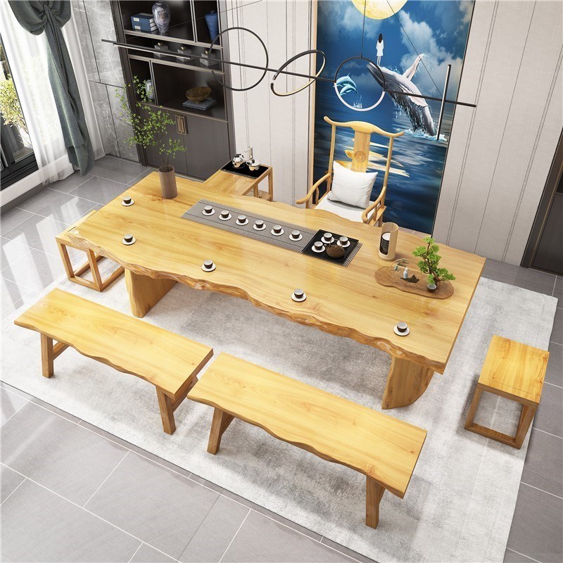 实木大板茶桌椅客厅家用茶几泡茶桌一体茶具套装简约功夫茶台组合