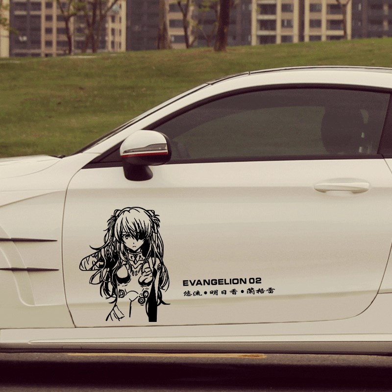 新世纪福音战士 明日香贰号机人物半身像镂空汽车贴纸EV02