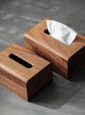 黑胡桃木纸巾盒新中式高档茶轻奢客厅抽纸几WSW2-969创盒车载意餐
