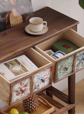 美式实木桌入户玄关柜IGK隔断柜复中古客长厅置物柜式条玄关极窄