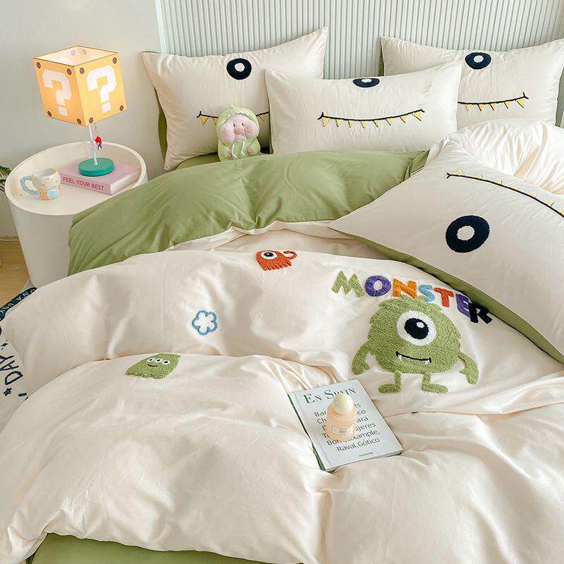 2套00三支毛巾YUX绣纯棉四件套100全棉床单可爱被儿童件套学生被