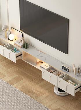 轻简SUZ奢悬空岩板客电视柜约现代厅式家用悬挂卧室电视
