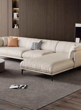 客意式极简皮艺沙发厅大小羽户型猫直排抓皮绒IIO沙发