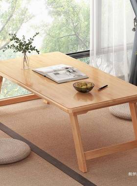 飘窗小桌台子日式榻榻米茶几折叠实桌家炕用窗茶桌木茶台坐ZCM地