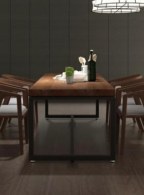 美式家用实木餐桌简约客长l条木饭桌实oft小户型餐0701厅桌椅组合