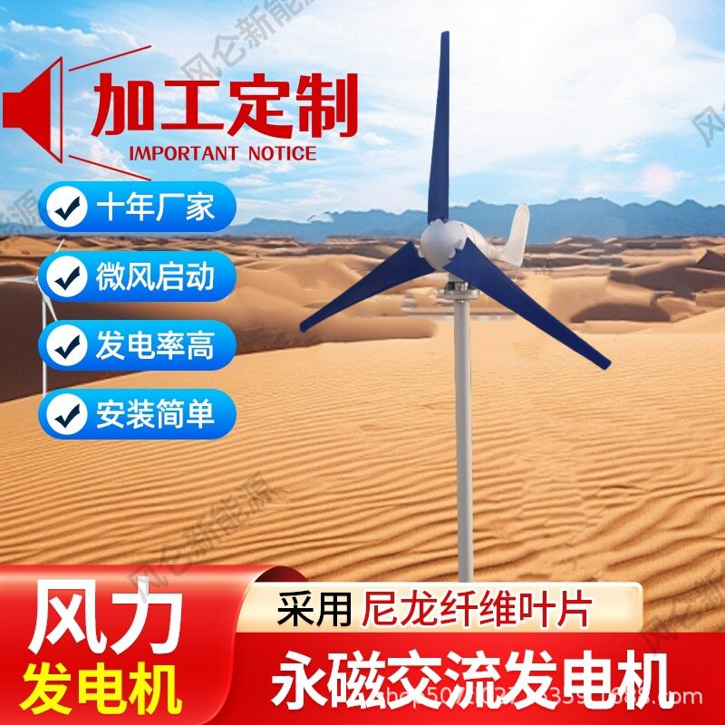 小型风力发电机100W12V风光互补