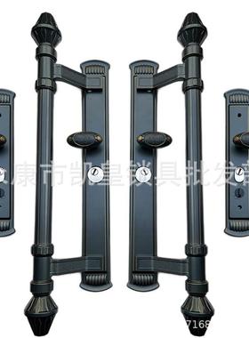 梅铜兰竹菊豪华防盗大门拉红古灰色双手开把手别墅入户门门锁INX