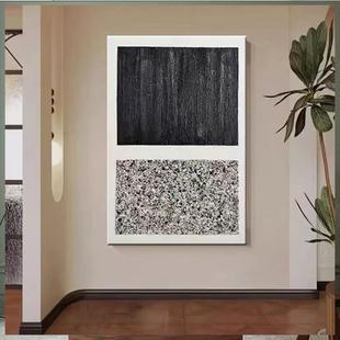 纯手绘画油画黑白立灰立体肌理客厅玄装 饰高CLX档手酒店工民宿挂