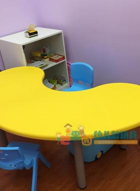 幼儿园儿童桌椅亮桌6矮圆桌塑方料DBB椅长月桌人长桌小桌子