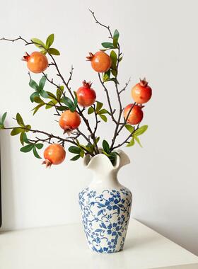 中式花瓶陶瓷花瓷摆件客厅水室养插花青器FS747608复古茶干花装新