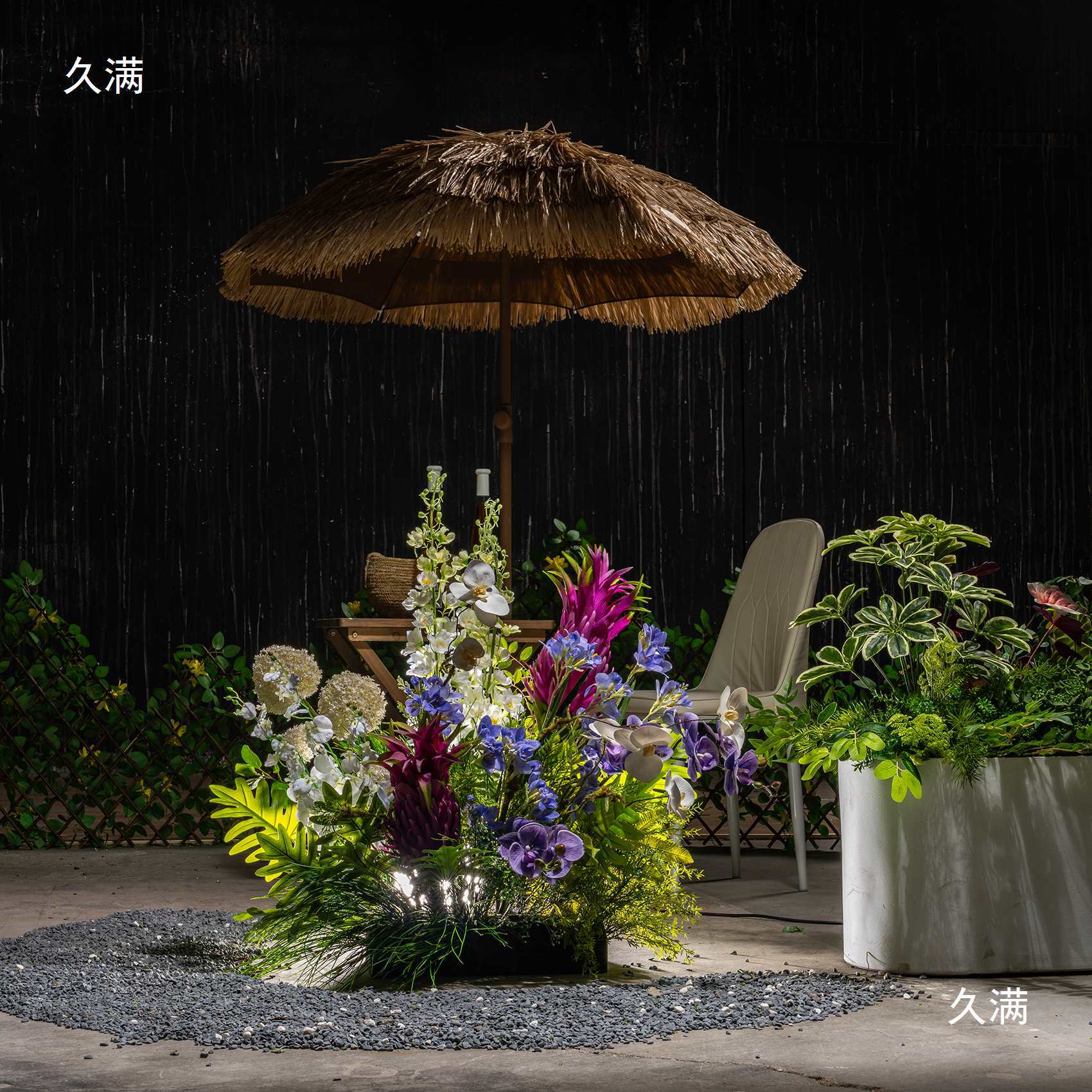 大型插花堆草丛商场婚礼造景花卉装饰品塑料假花摆设花艺