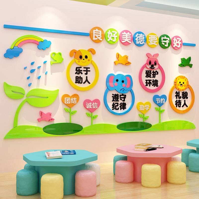 良好美德幼儿园墙面装饰墙贴纸班级文化墙宝宝礼仪早教3d立体贴画