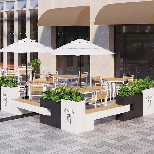 户外座椅息坐钢凳铁艺花箱休台座椅MY-花箱花园塑木长凳阳造景不