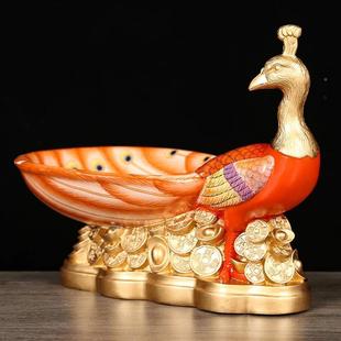 李明2025蛇年摆件正东方位居祥孔雀聚宝盆家居饰办公室吉物NZK装