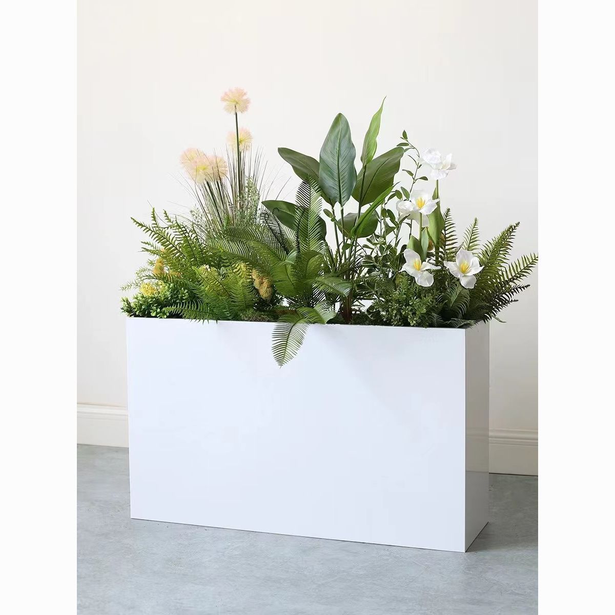 花箱装饰仿真绿植大型成品落地式摆件餐厅隔断花槽组合一整套铁艺