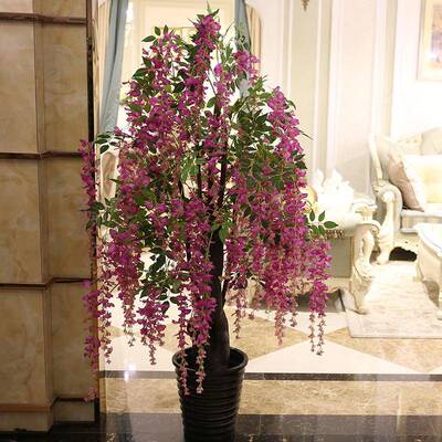 仿真树紫藤花树假落地塑酒店商话场客厅树装饰料植物假fzs-5绢花