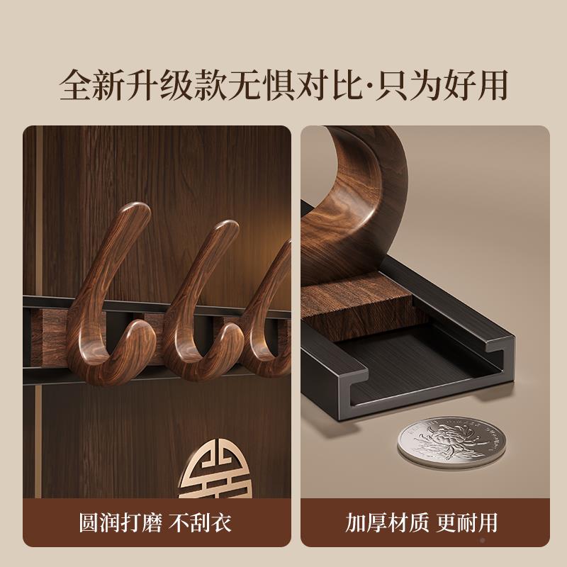 10275698玄关入户门挂打孔衣胡木粘钩古风门后桃挂架壁挂式吸盘钩