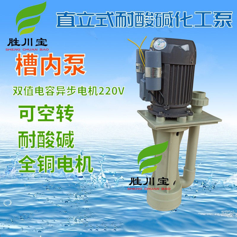 胜川宝槽内立式泵220V PP立式化工泵 耐腐蚀耐酸碱立式防腐液下泵