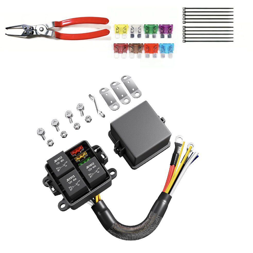 12V24V3路防水继电器盒预接线保险继电器盒ATC/ATO叶片保险继电器