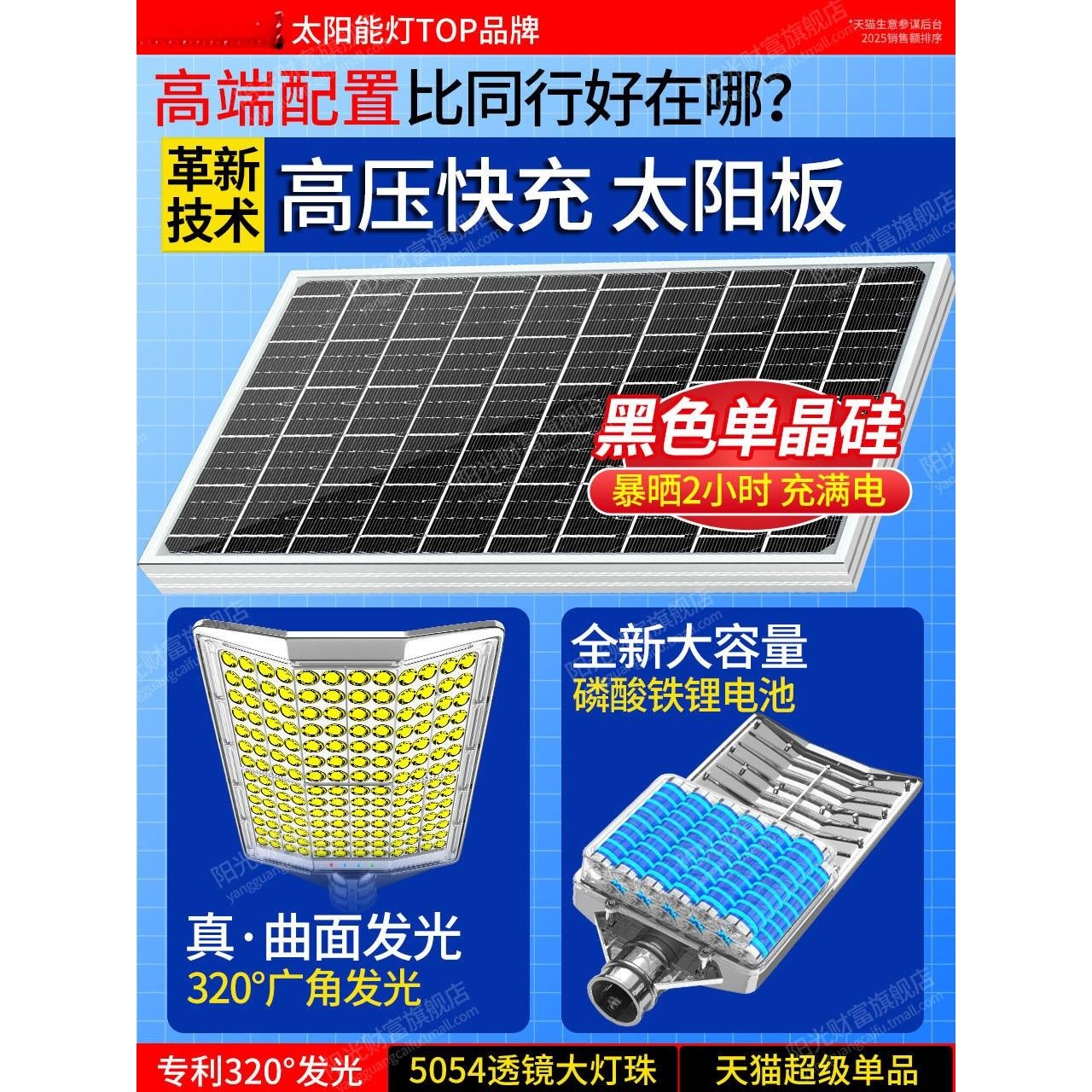 2025新款太阳能户外灯庭院照明灯家用led超亮大功率感应强光路灯