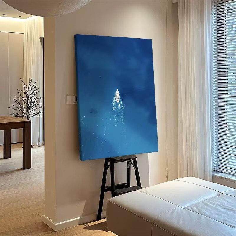 手工油画色大海客厅艺玄关装饰画DNA蓝小众儿童船房挂画轻奢小术,家居饰品,油画,淘宝优惠券,粉丝福利购,淘宝优惠卷