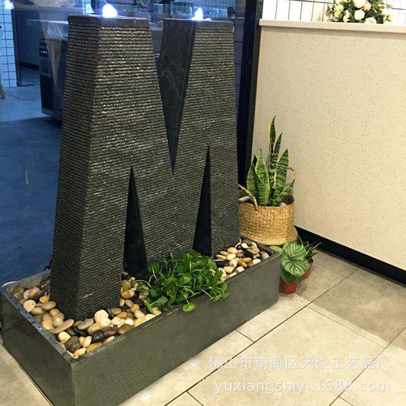 字母数字英文喷泉公司水景观假山流水喷泉鱼池创意流水摆件加湿器