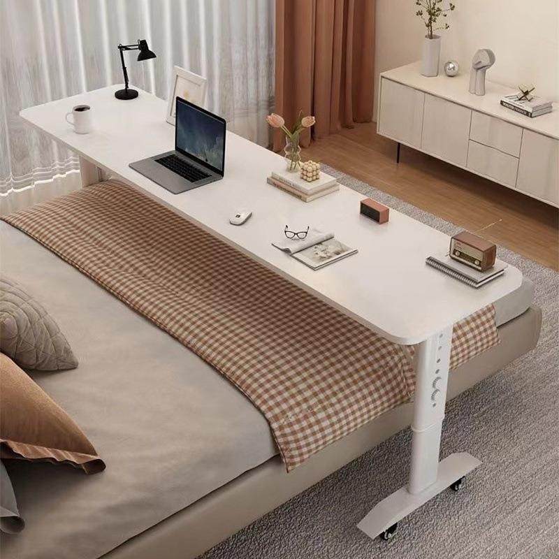 书桌床边电脑桌双人简易学习桌靠墙移动升降工作台床头懒人跨床桌