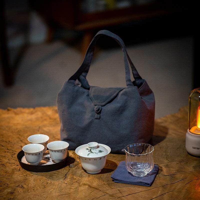 手绘白瓷松树旅行茶具快客杯一盖碗三杯陶瓷便携式棉麻收纳布袋,鲜花速递/花卉仿真/绿植园艺,割草机/草坪机,淘宝优惠券,粉丝福利购,淘宝优惠卷