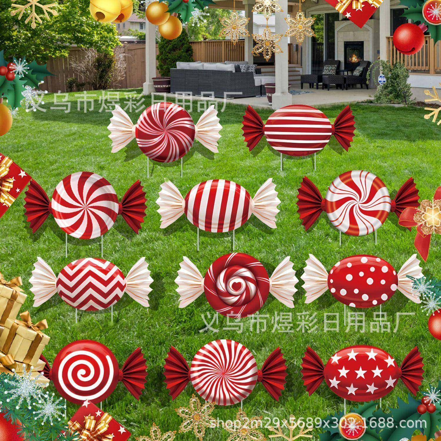 圣诞树装饰品中空板庭院插牌饰品糖果派对花园装饰 圣诞家居装饰,鲜花速递/花卉仿真/绿植园艺,割草机/草坪机,淘宝优惠券,粉丝福利购,淘宝优惠卷