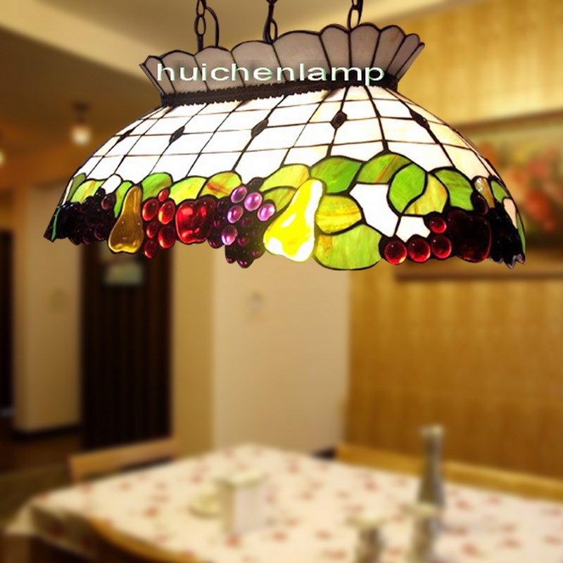 欧式复古彩色玻璃设计师吊灯酒店餐厅棋牌室斯诺克台球灯桌球吊灯